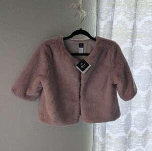 NWT Echo Minky Faux Fur Cropped Jacket in Dusty Rose